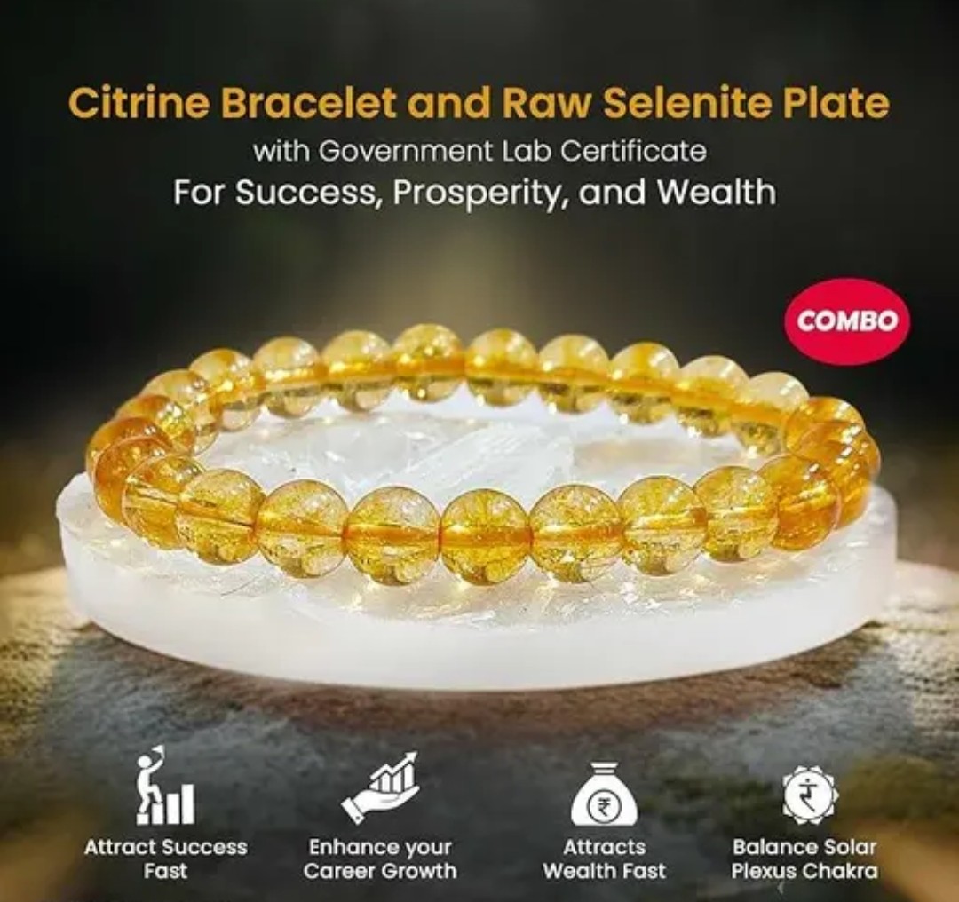 Citrine bracelet with Raw selenite plate