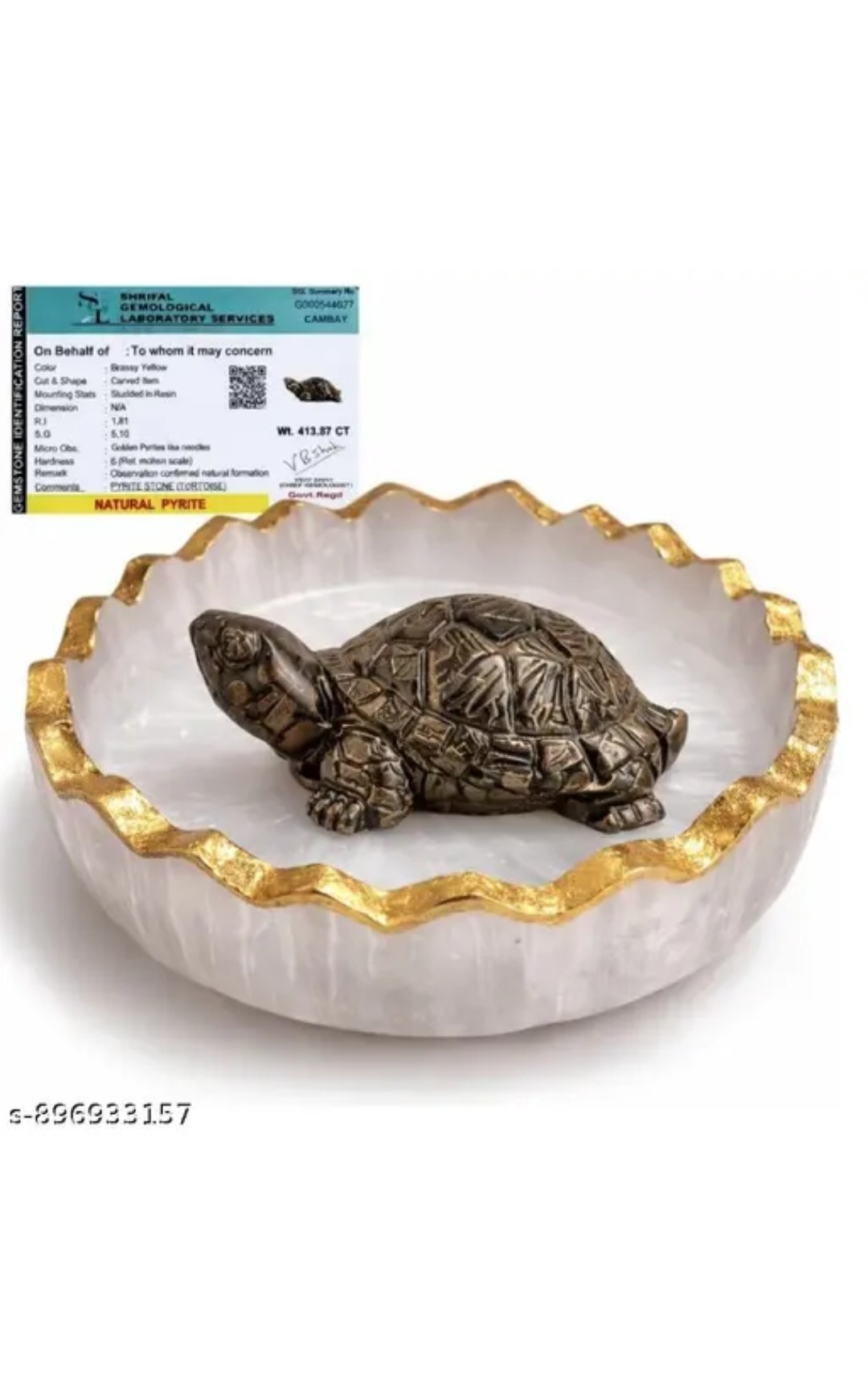 Pyrite tortoise with selenite plate